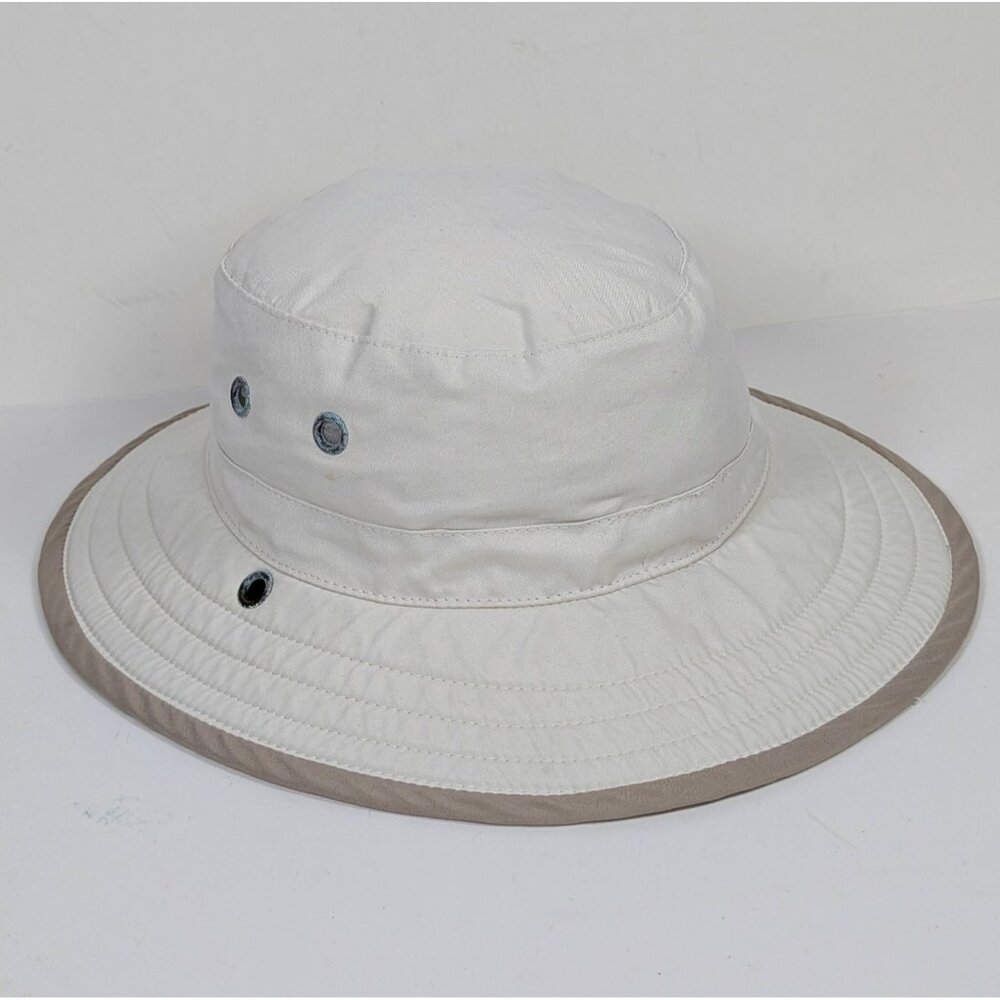 Wallaroo Explorer Sun Hat M/L Unisex White Tan Beige Neutral UV 50+ Wide Brim